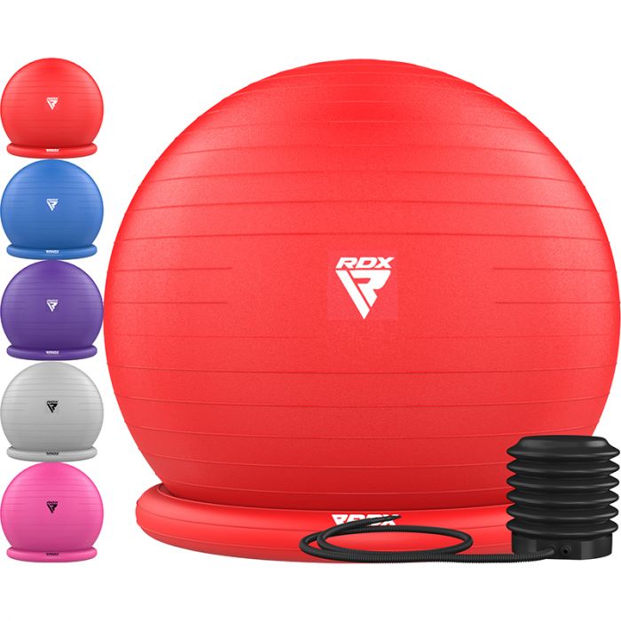 Pelota de yoga RDX B2 roja en Bolivia - kit con base y tubos de resistencia - Chelo Sports