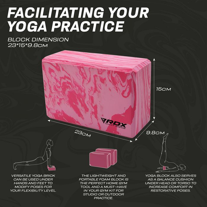 RDX RP HIGH DENSITY EVA FOAM NON-SLIP YOGA BLOCK PINK
