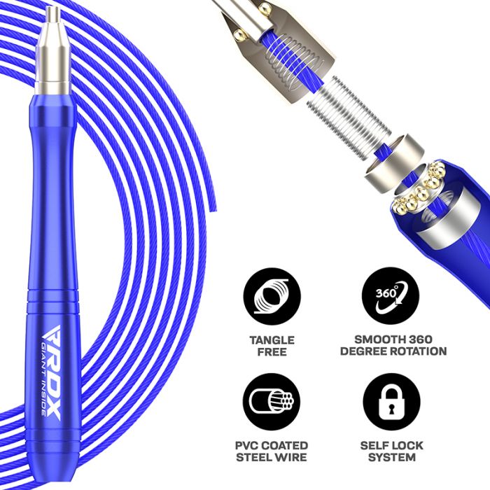 Cuerda para saltar RDX W2 en Bolivia - detalle de ajuste y agarre - Chelo Sports