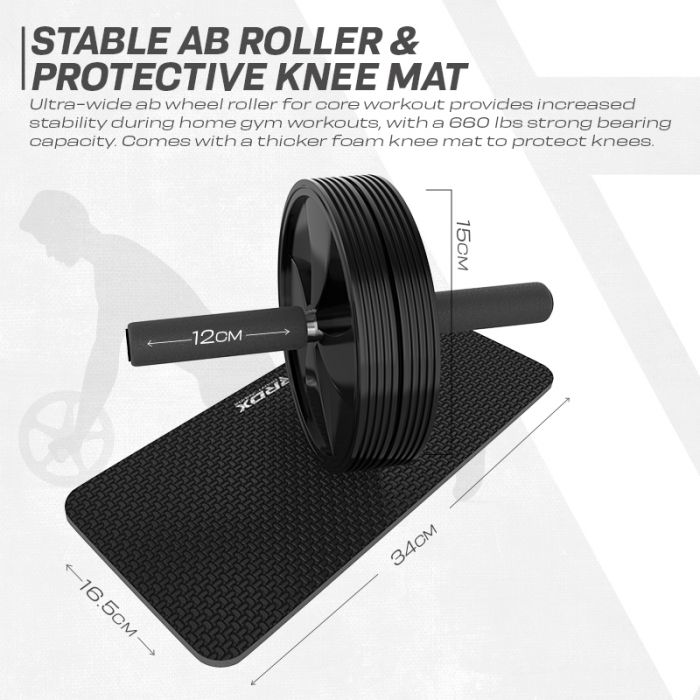 4-IN-1 AB ROLLER SET WITH PUSH-UP BAR, JUMP ROPE AND KNEE PADS