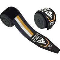 Thumbnail for RDX T17 AURA 4.5m Pro Hand Wraps Cinta elástica para boxeo y MMA Pearl Black / White / Golden - Chelo Sports