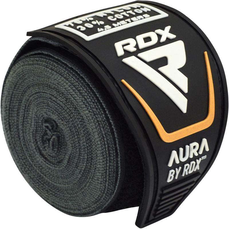 RDX T17 AURA 4.5m Pro Hand Wraps Cinta elástica para boxeo y MMA Pearl Black / White / Golden - Chelo Sports