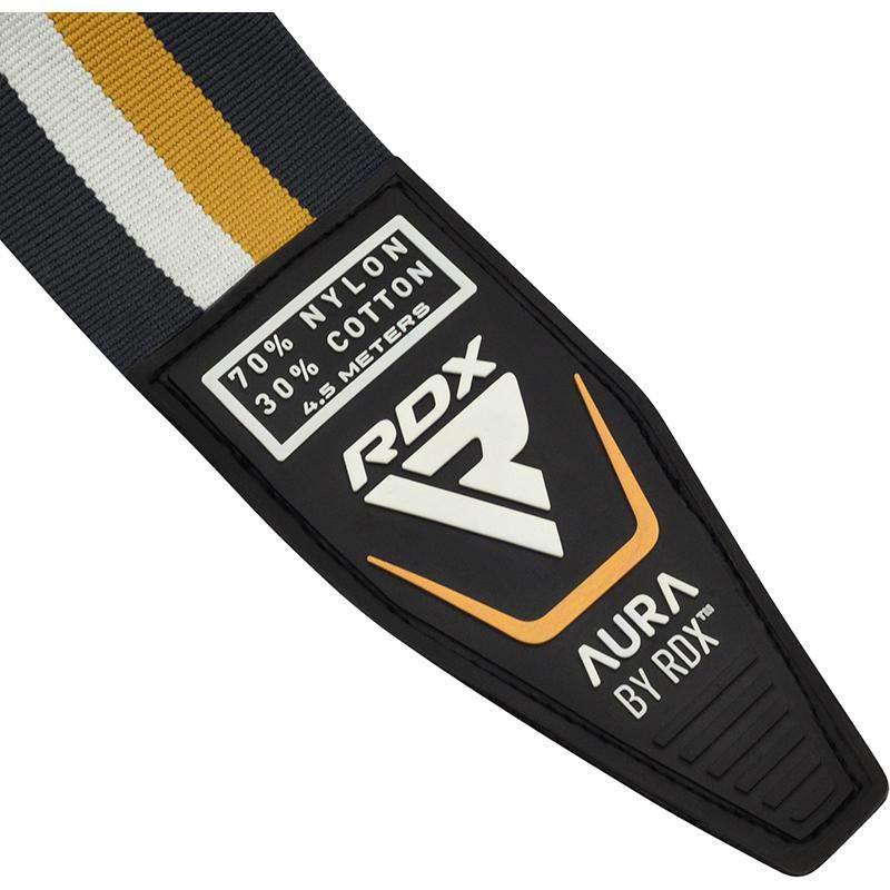 RDX T17 AURA 4.5m Pro Hand Wraps Cinta elástica para boxeo y MMA Pearl Black / White / Golden - Chelo Sports