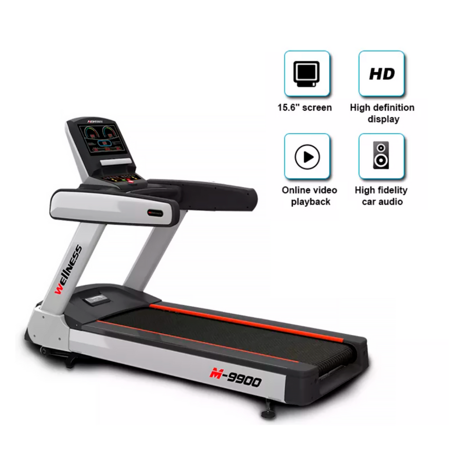 Caminadora M-9900 en Bolivia - detalle de consola y pasamanos - Chelo Sports