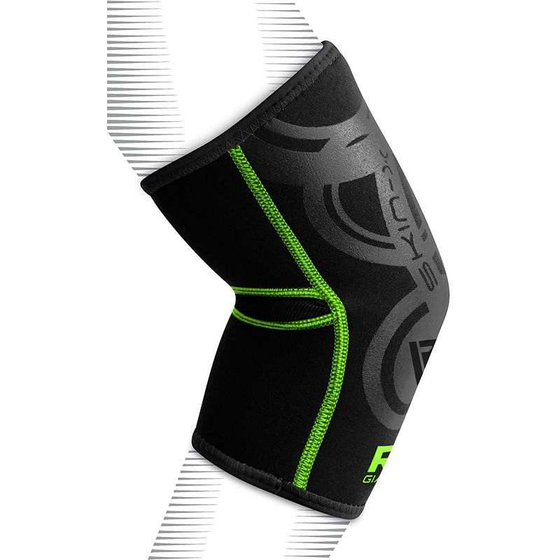 RDX E1 Codo Soporte Compresión Manga antideslizante para atletas Negro / Verde - Chelo Sports