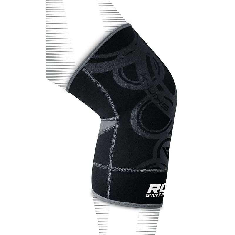 RDX K1 Soporte de rodilla Manga de compresión antideslizante para atletas Negro / Gris - Chelo Sports