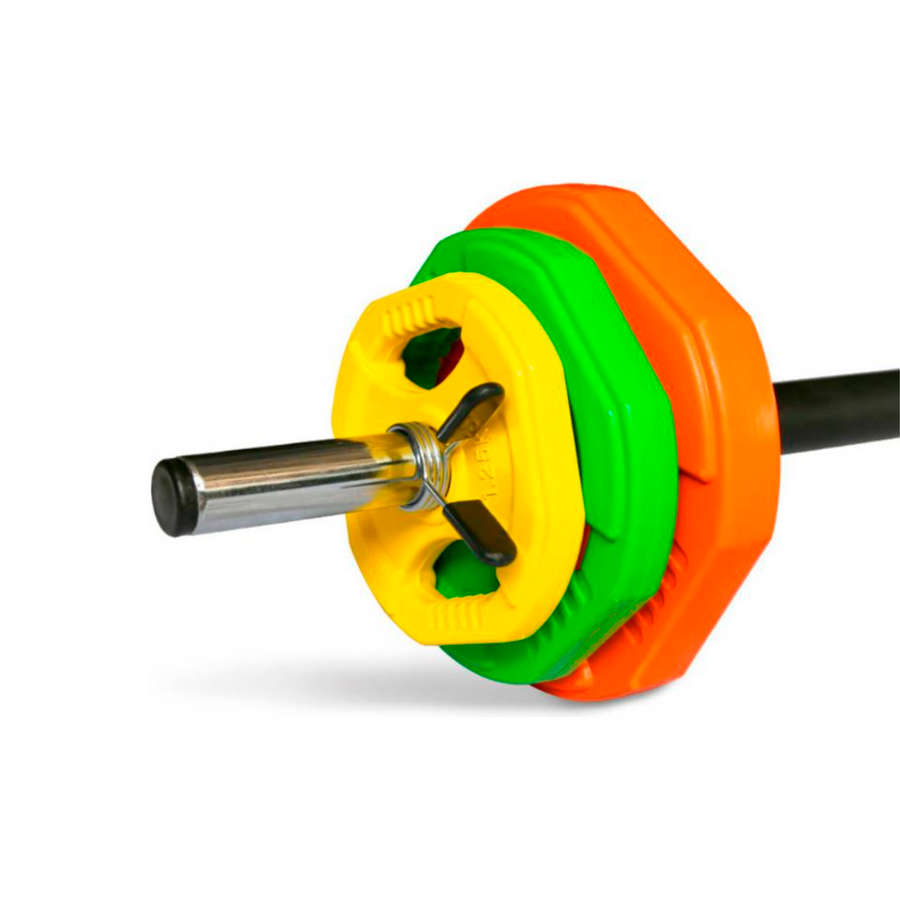 Pesas Power Fitness Max en Bolivia - kit de barra y discos para entrenamiento - Chelo Sports